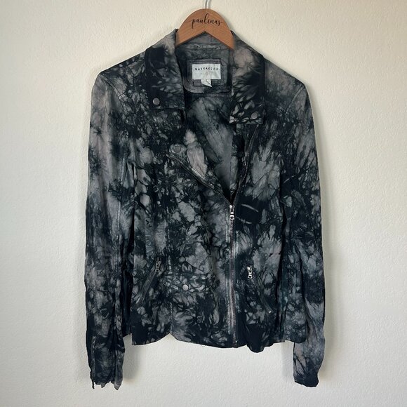Marrakech Jacket Womens Small Gray Tie Dye Moto Biker Full Zip Coat S - Picture 1 of 10